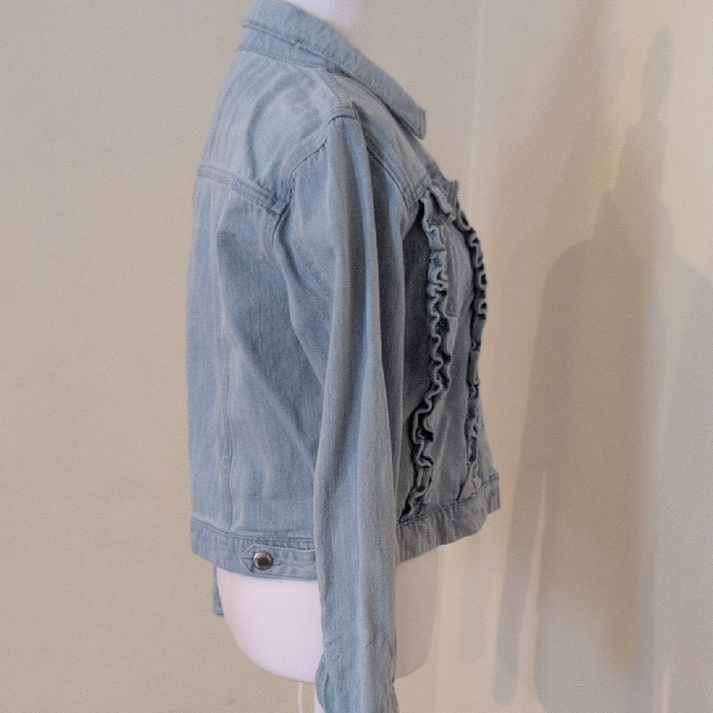 Miss Selfridge Vintage Light Blue Ruffle Denim Jacket View 6